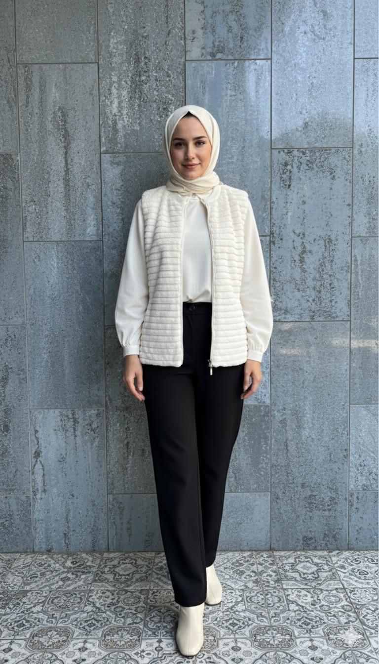 PELUŞ KOMBİNLİ YELEK #20053