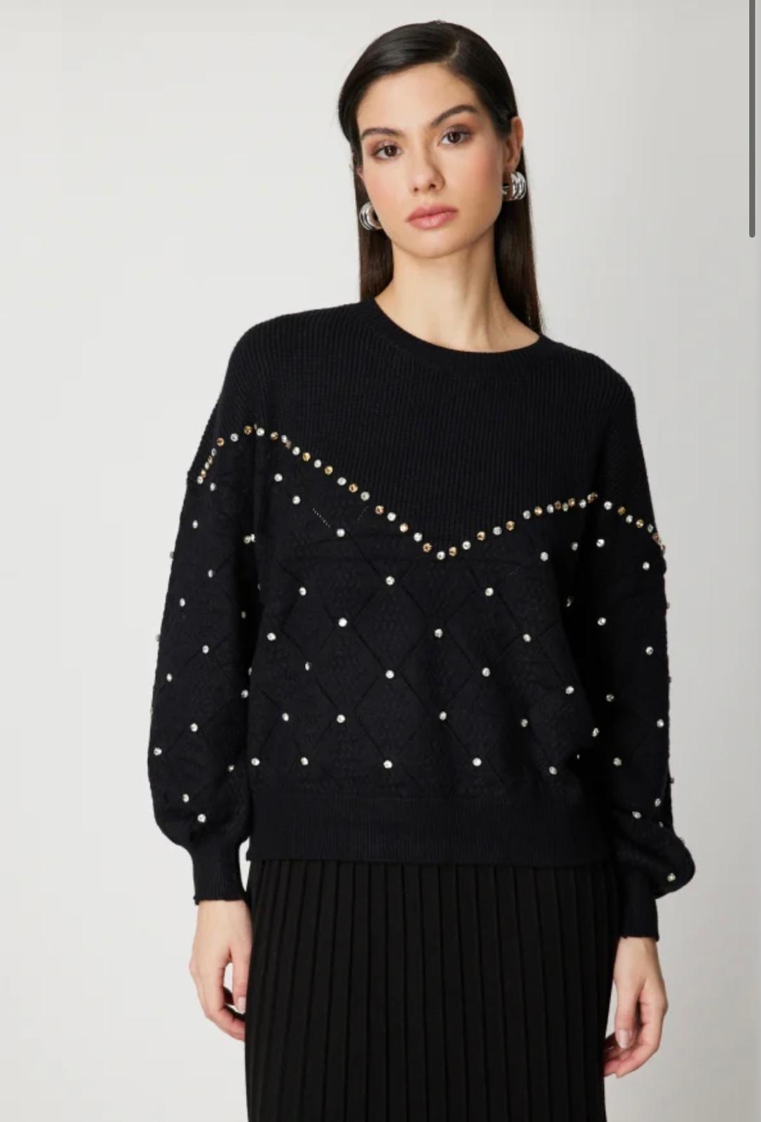 KABARTMA DESENLİ TAŞLI TRİKO KAZAK #60316