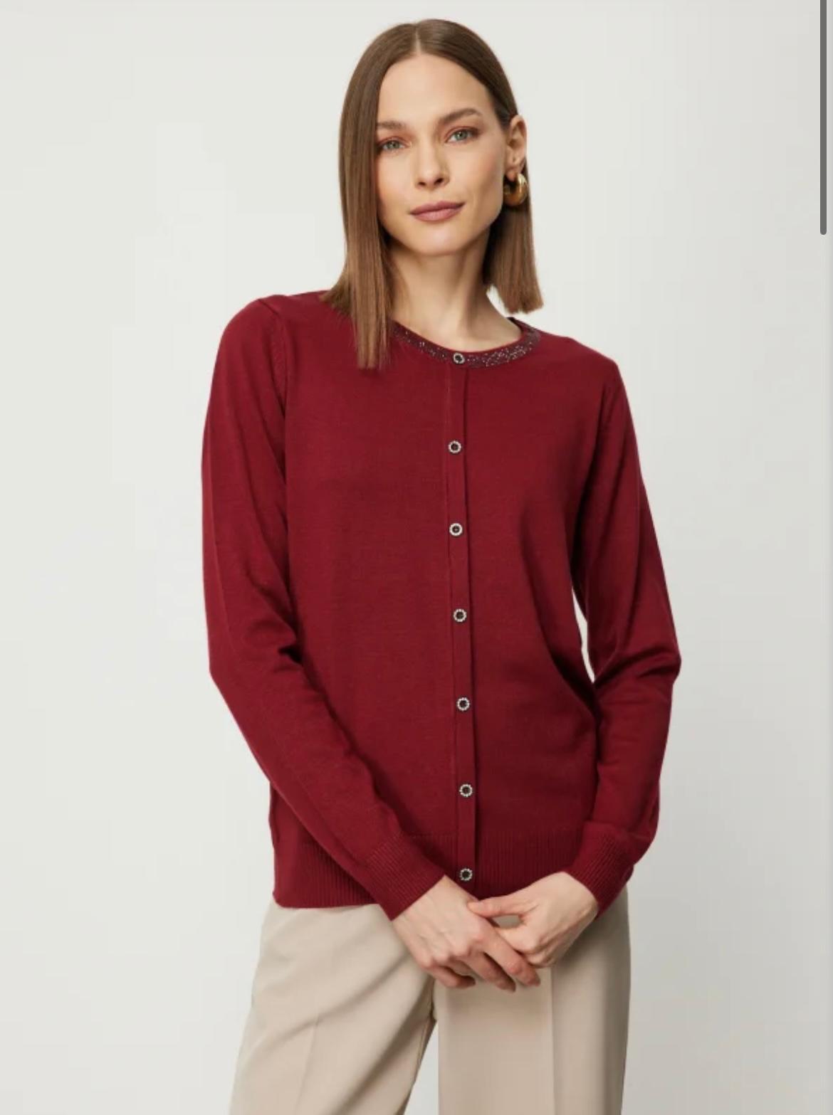 YAKASI TAŞLI DÜĞMELİ TRİKO KAZAK#65395