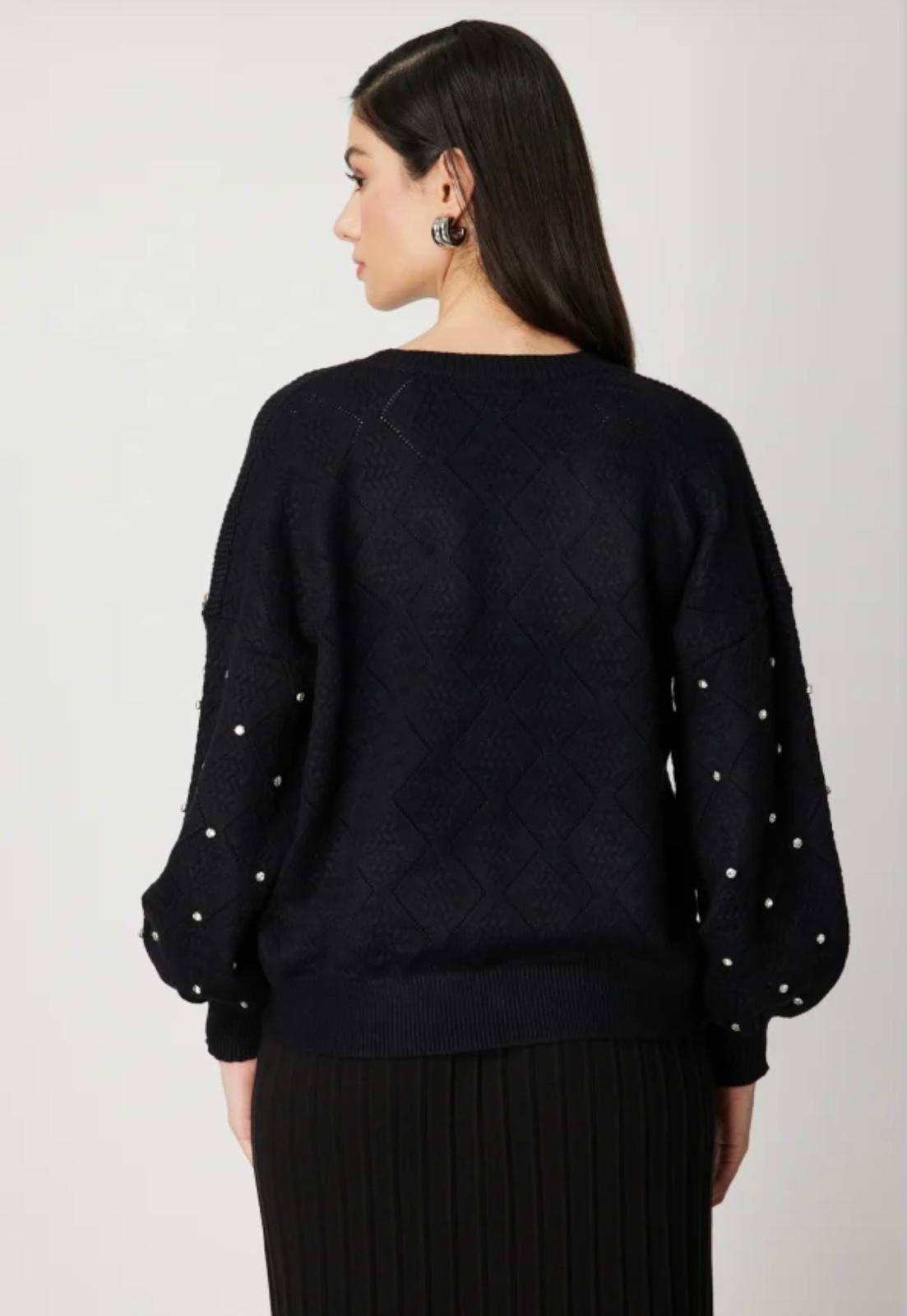 KABARTMA DESENLİ TAŞLI TRİKO KAZAK #60316